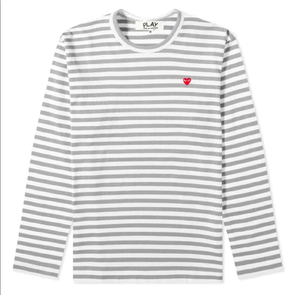 Comme Des Garcons PLAY LITTLE RED HEART LONG SLEEVE STRIPE TEE SMALL